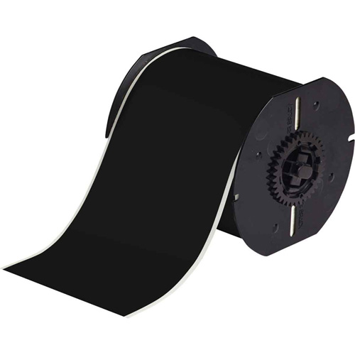 Indoor-Outdoor Label Printer Tape, Vinyl, Black, 4" Width