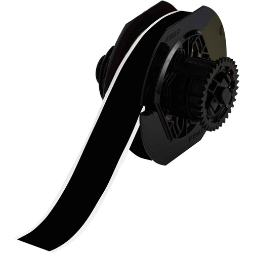 Indoor-Outdoor Label Printer Tape, Vinyl, Black, 1.125" Width