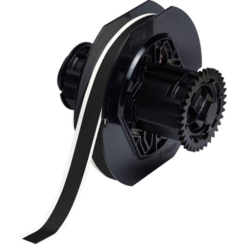 Indoor-Outdoor Label Printer Tape, Vinyl, Black, 0.5" Width