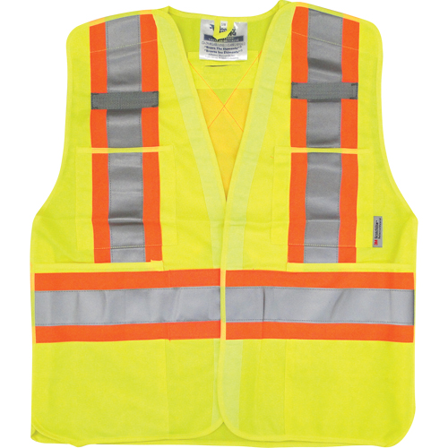 Traffic Safety Vest, High Visibility Lime-Yellow, Large/X-Large, Polyester