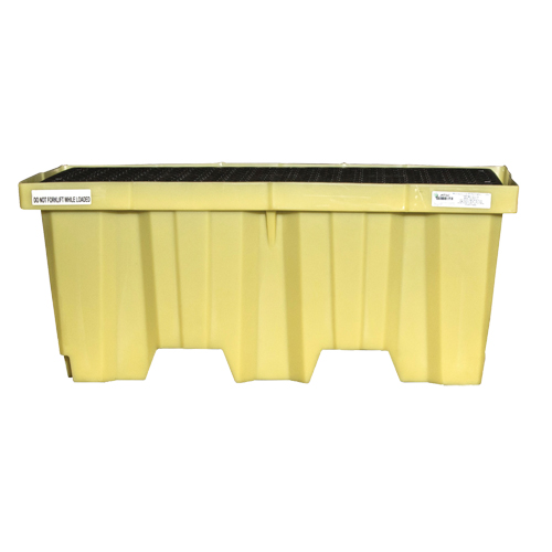 Nestable 2-Drum Poly-Spillpallet™ With Drain, 66 US gal. Spill Capacity, 51" x 26" x 21"