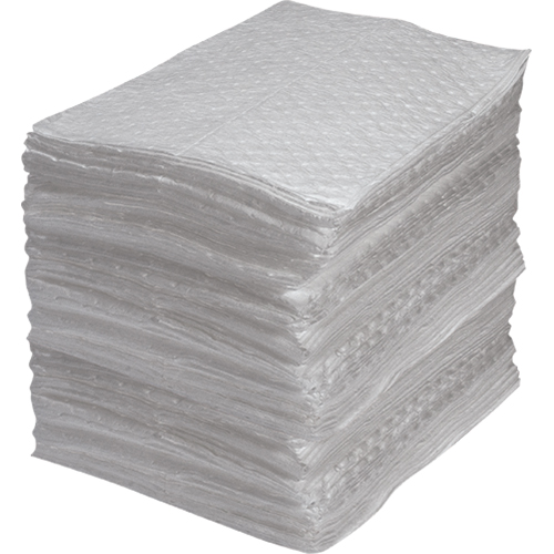 Industrial-Grade Fine Fibre Sorbent Pads, Oil Only, 15" x 17", 40 gal. Absorbancy
