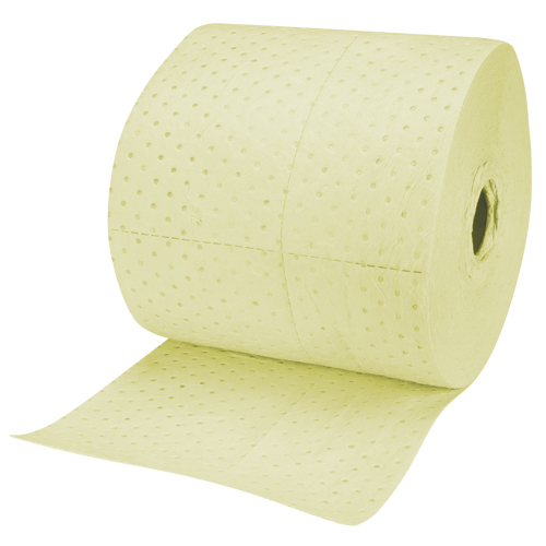Industrial-Grade Fine Fibre Sorbent Rolls, Mediumweight, 150' L x 15" W, 25 gal. Absorbancy