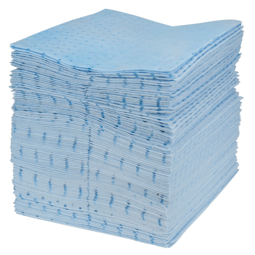 Premium Blue Bonded Sorbent Pads, Oil Only, 15" x 17", 25 gal. Absorbancy