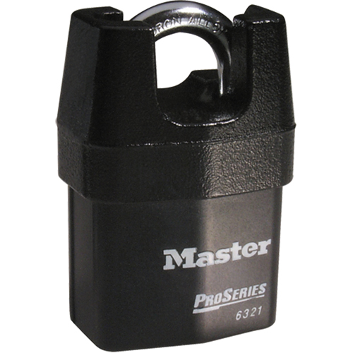 ProSeries® Shrouded Padlock, Black, Keyed Different, Laminated Steel, 2-3/8" Width