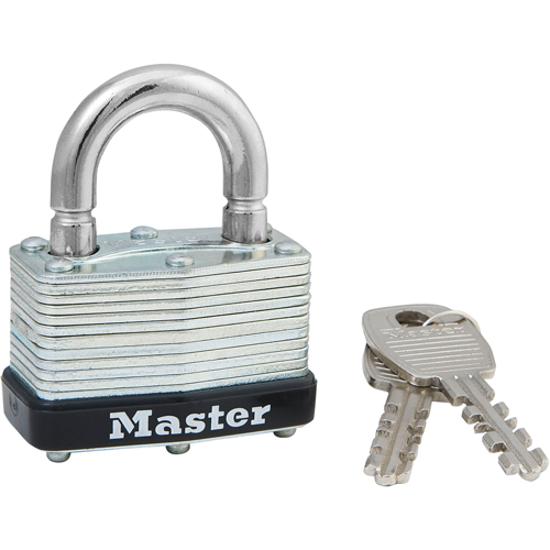 Laminated Padlock, Silver, Keyed Alike, Laminated Steel, 1-3/4" Width