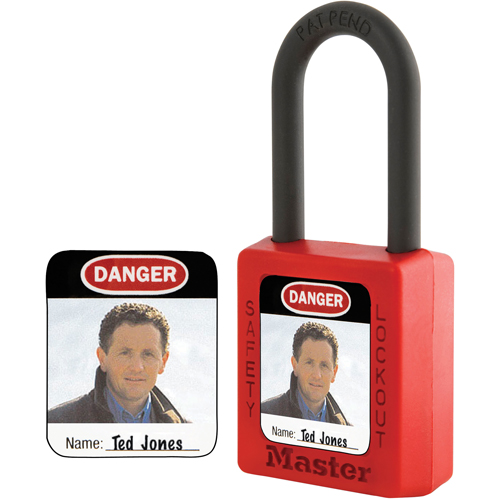 Zenex™ Thermoplastic Photo Padlock Identification Labels, 1" W x 1.25" H, English