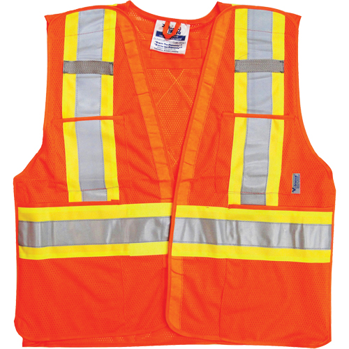 Traffic Safety Vest, High Visibility Orange, 2X-Large/3X-Large, Polyester