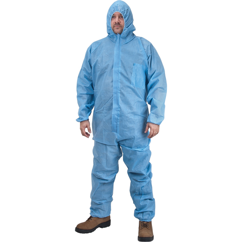 Premium Hooded Coveralls, Medium, Blue, Polypropylene
