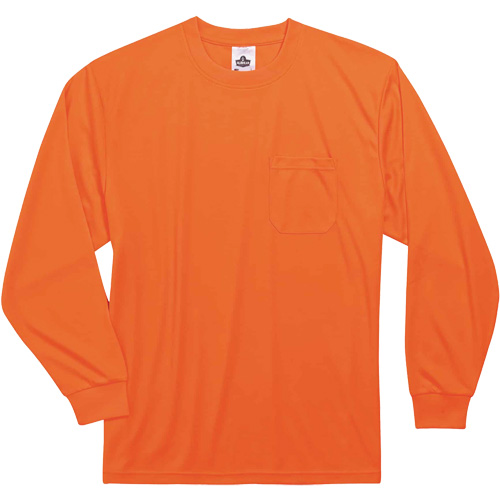 GloWear 8091 Non-Certified Long Sleeve T-Shirt, Polyester, 4X-Large, High Visibility Orange