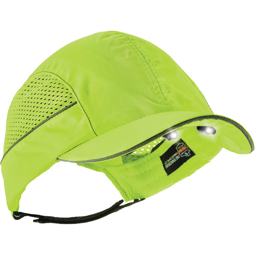 Skullerz® 8960 Long Brim Bump Cap with LED Lighting, High Visibility Lime Green