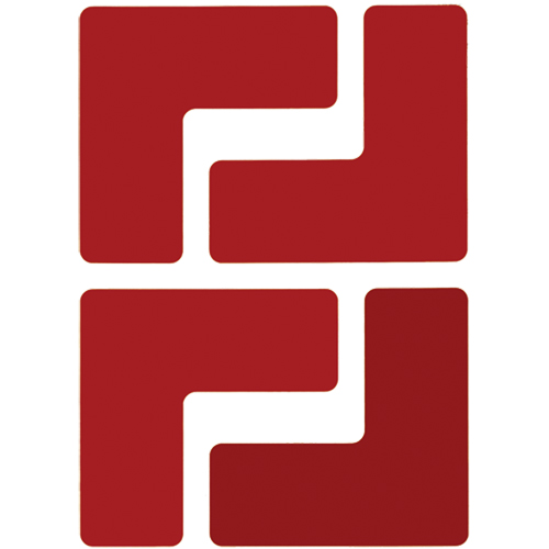 Floor Corner Marks, L, 5" L x 2" W, Red, Polyester
