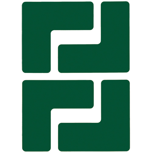 Floor Corner Marks, L, 5" L x 2" W, Green, Polyester