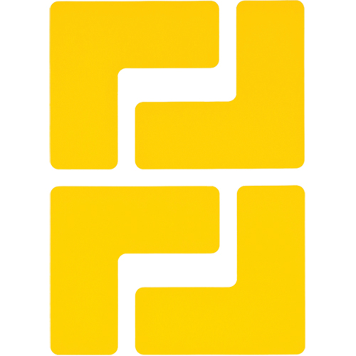 Floor Corner Marks, L, 5" L x 2" W, Yellow, Polyester