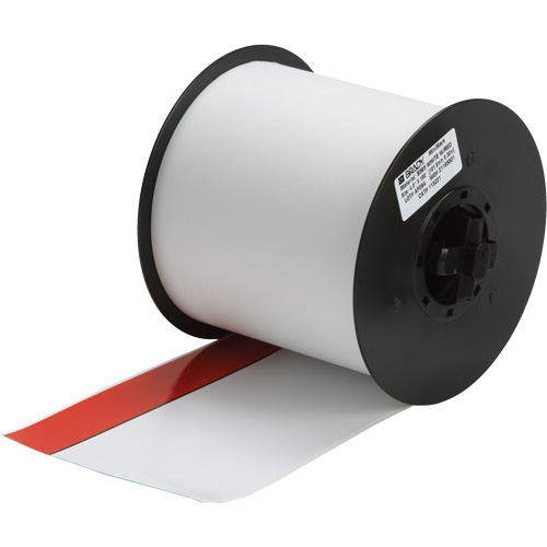 Printer Tape, Vinyl, Red/White, 4" Width