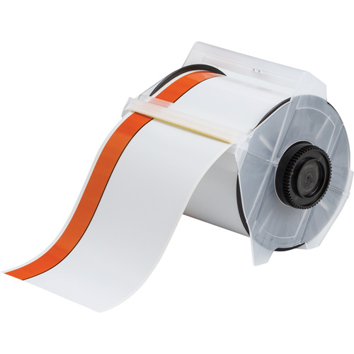 Printer Tape, Vinyl, Orange/White, 4" Width