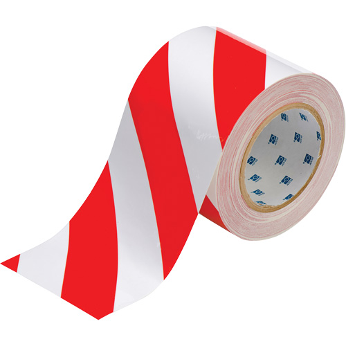 ToughStripe® Floor Marking Tape, 4" x 100', Polyester, Red and White