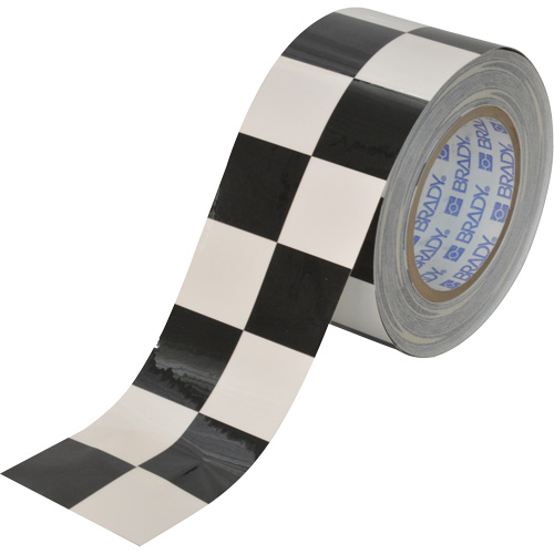 Checkered ToughStripe® Floor Marking Tape, 3" x 100', Polyester, Black and White