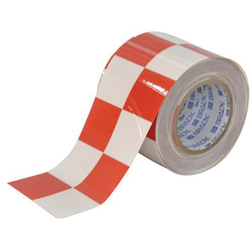 Checkered ToughStripe® Floor Marking Tape, 4" x 100', Polyester, Red and White