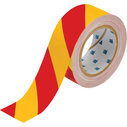 ToughStripe® Floor Marking Tape, 2" x 100', Polyester, Red and Yellow