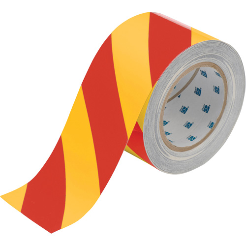 ToughStripe® Floor Marking Tape, 3" x 100', Polyester, Red and Yellow