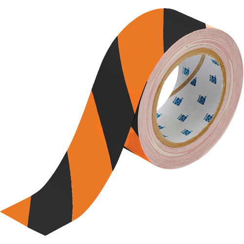 ToughStripe® Floor Marking Tape, 2" x 100', Polyester, Black and Orange
