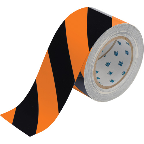 ToughStripe® Floor Marking Tape, 3" x 100', Polyester, Black and Orange