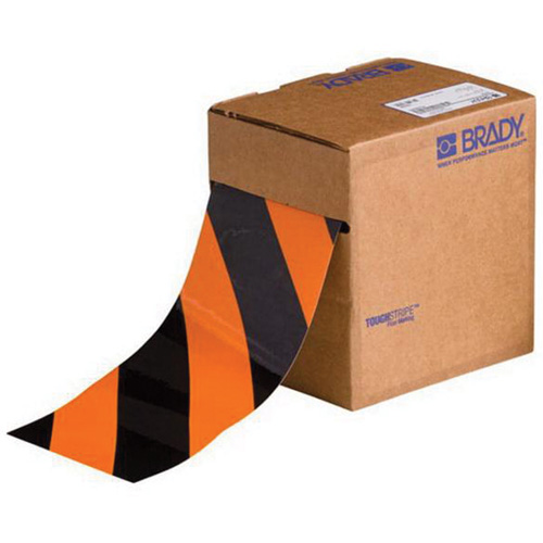 ToughStripe® Floor Marking Tape, 4" x 100', Polyester, Black and Orange