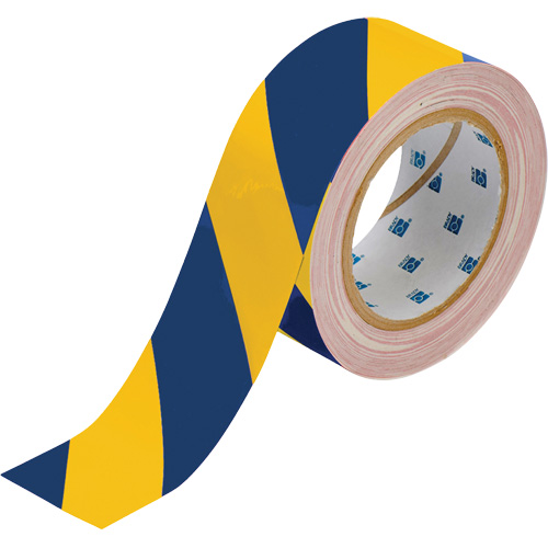 ToughStripe® Floor Marking Tape, 2" x 100', Polyester, Blue and Yellow