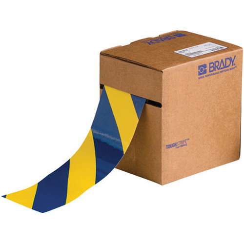 ToughStripe® Floor Marking Tape, 3" x 100', Polyester, Blue and Yellow
