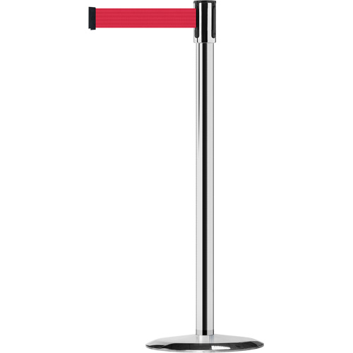 Slimline TensaBarrier® Barrier Post, Steel, 38" H, Red Tape, 7.5' Tape Length