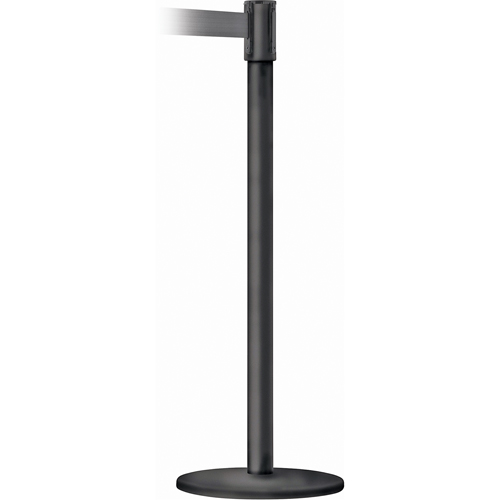 Slimline TensaBarrier® Barrier Post, Steel, 38" H, Black Tape, 7.5' Tape Length