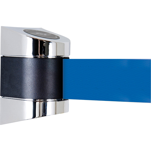 TensaBarrier® Wall Mounted Units, Plastic, Screw Mount, 15', Blue Tape