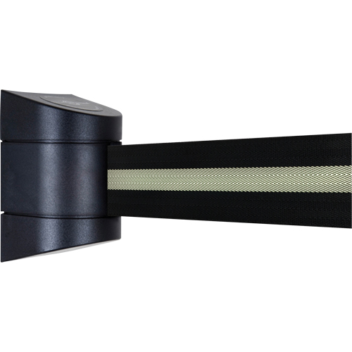 TensaBarrier® Wall Mounted Units, Plastic, Screw Mount, 15', Black Tape
