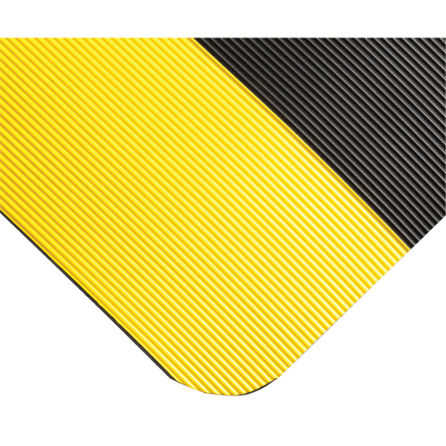 Corrugated Switchboard Matting No.702, 3' W x 5' L, 1/4" Thickness, Black/Yellow, PVC