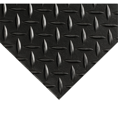 Diamond-Plate Switchboard Matting No.701, 2' W x 5' L, 1/4" Thickness, Black, PVC