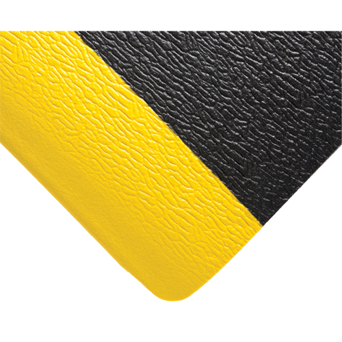 Deluxe Soft Step No. 444 Mats, Pebbled, 2' x 3' x 5/8", Black/Yellow, PVC Sponge