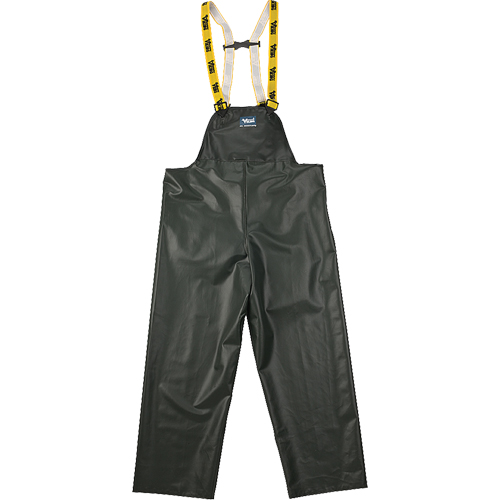 Journeyman Chemical Resistant Rain Bib Pants, Small, Green, Polyester/PVC