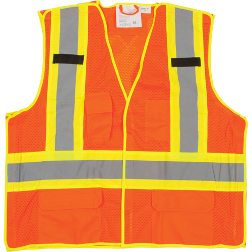 5-Point Tear-Away Premium Safety Vest , High Visibility Orange, Large/X-Large, Polyester