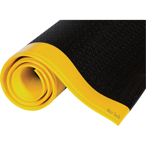 Tuff-Spun® Mats, Pebbled, 4' x 15' x 3/8", Black/Yellow, PVC Sponge