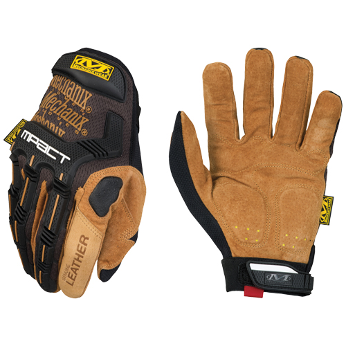 M-Pact® Gloves, Medium, Grain Leather Palm, Hook & Loop Cuff