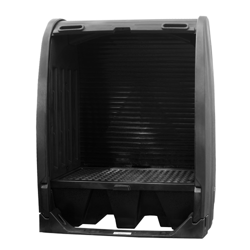 Spill Containment Sheds With Drain, 61" L x 37.25" W x 72.75" H, 1000 lbs. Load Capacity