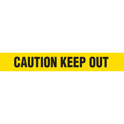 Barricade Tape, English, 3" W x 1000' L, 2 mils, Black on Yellow