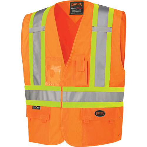 134 Safety Vest, High Visibility Orange, Large/X-Large, Polyester