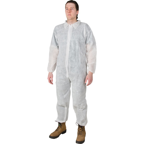 Coveralls, Large, White, Polypropylene