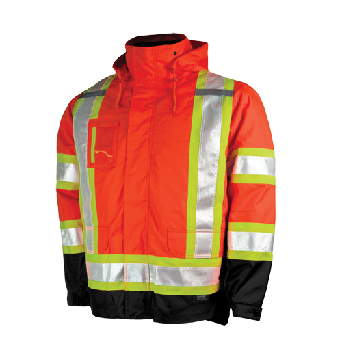 5-in-1 Safety Jacket, Polyester, High Visibility Orange, Small