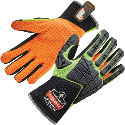 ProFlex® 925F(X) Dorsal Impact-Reducing Gloves, Small, Split Leather Palm, Slip-On Cuff
