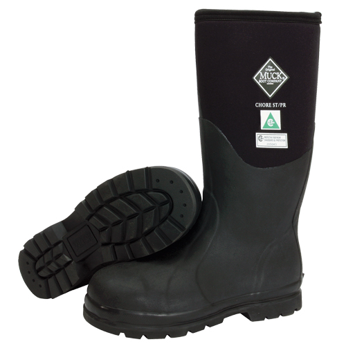 Chore Classic Fleece-Lined Work Boots, Rubber, Steel Toe, Size 6, Puncture Resistant Sole