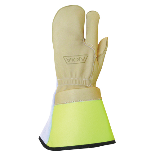 Lineman's 3-Finger Gloves, Medium, Grain Cowhide Palm