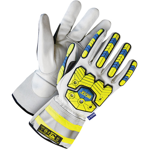 Specialty Impact Performance Gloves, Medium, Goatskin/Grain Leather Palm, Slip-On Cuff